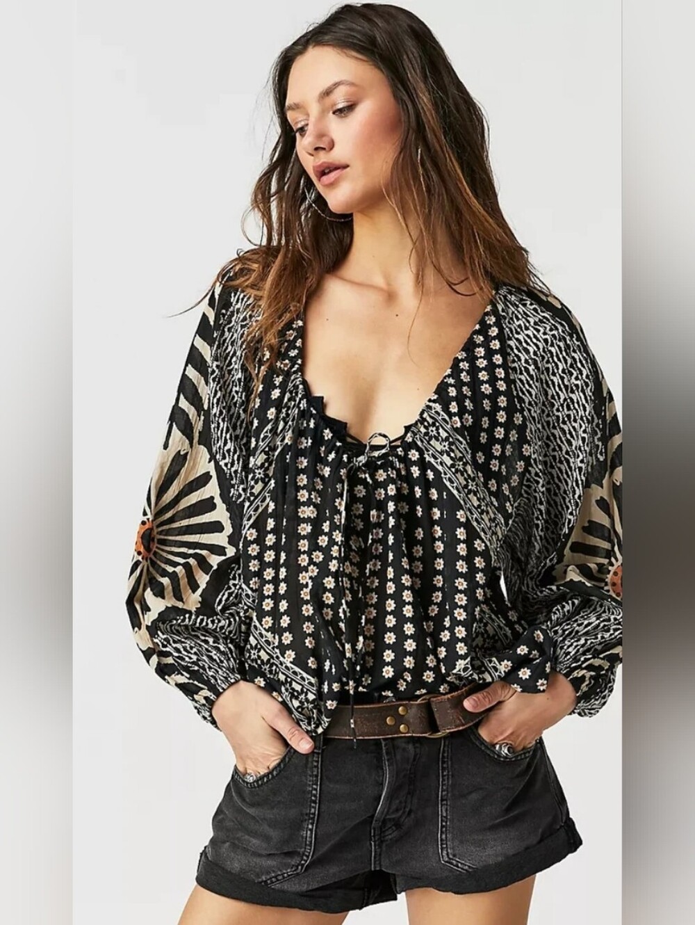 Free People Elana Boho Printed Top
